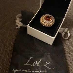 Silver and gold plated cluster statement ring